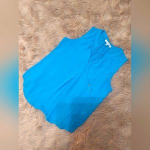 V-neck Sleeveless Blouse in Cobalt Blue